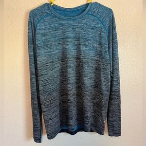 LULULEMON Metal Vent Tech Long Sleeve Shirt Baltic Blue Ombre Mens Large